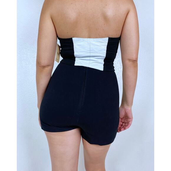 vintage 80s nwt Black, White WILSONS LEATHER two piece set Large nwt halter top - Picture 9 of 10